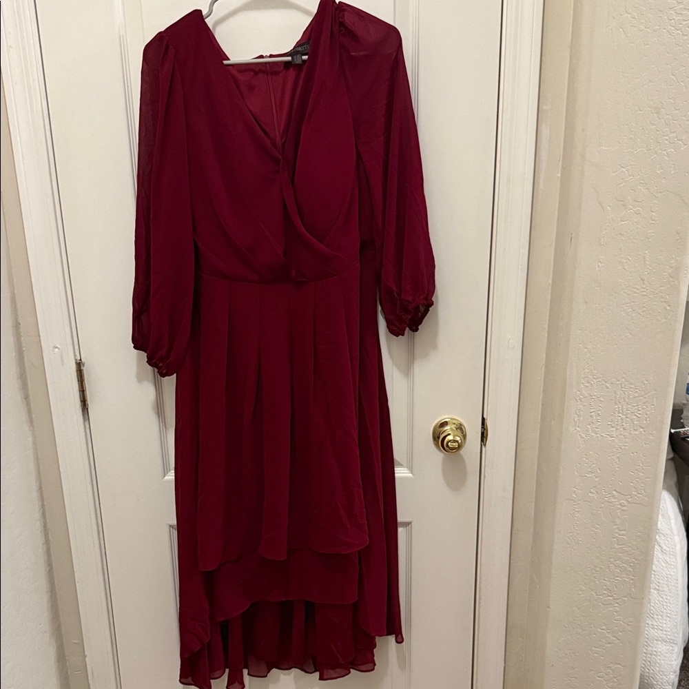 Women’s size 18 Ever Pretty Wine Red High Low Dress # Dress Up Plus size